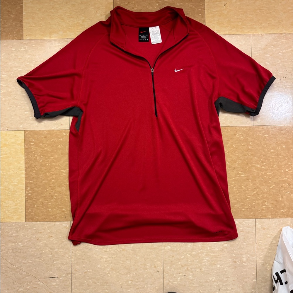 Nike Men's Red and Black Polo Shirt